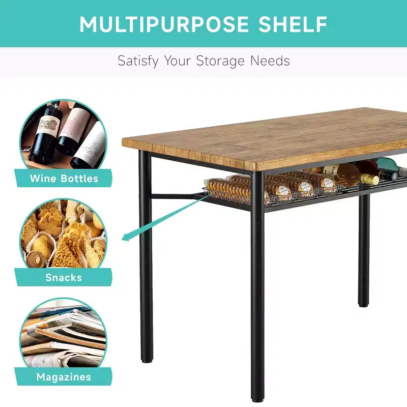 Ensemble table à manger moderne pour 4 personnes, table de cuisine en métal et bois, ensemble table de cuisine carrée, pour coin repas, salon