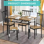 Ensemble table à manger moderne pour 4 personnes, table de cuisine en métal et bois, ensemble table de cuisine carrée, pour coin repas, salon
