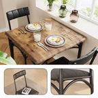 Ensemble table de salle à manger pour 2, ensemble table de cuisine carrée et chaises avec chaises rembourrées, cadre en métal et plateau de table en MDF, pour petits espaces, petit-déjeuner