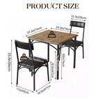 Ensemble table de salle à manger pour 2, ensemble table de cuisine carrée et chaises avec chaises rembourrées, cadre en métal et plateau de table en MDF, pour petits espaces, petit-déjeuner