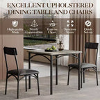 Ensemble table de salle à manger pour 2, ensemble table de cuisine carrée et chaises avec chaises rembourrées, cadre en métal et plateau de table en MDF, pour petits espaces, petit-déjeuner