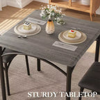Ensemble table de salle à manger pour 2, ensemble table de cuisine carrée et chaises avec chaises rembourrées, cadre en métal et plateau de table en MDF, pour petits espaces, petit-déjeuner