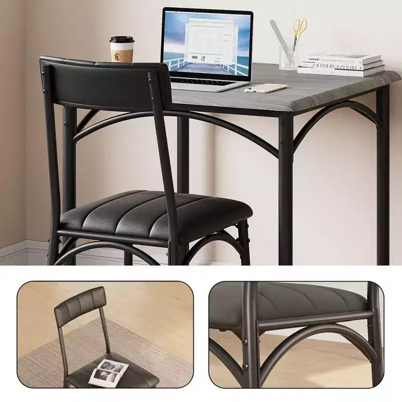 Ensemble table de salle à manger pour 2, ensemble table de cuisine carrée et chaises avec chaises rembourrées, cadre en métal et plateau de table en MDF, pour petits espaces, petit-déjeuner