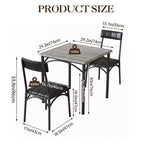 Ensemble table de salle à manger pour 2, ensemble table de cuisine carrée et chaises avec chaises rembourrées, cadre en métal et plateau de table en MDF, pour petits espaces, petit-déjeuner