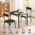Ensemble table de salle à manger pour 2, ensemble table de cuisine carrée et chaises avec chaises rembourrées, cadre en métal et plateau de table en MDF, pour petits espaces, petit-déjeuner