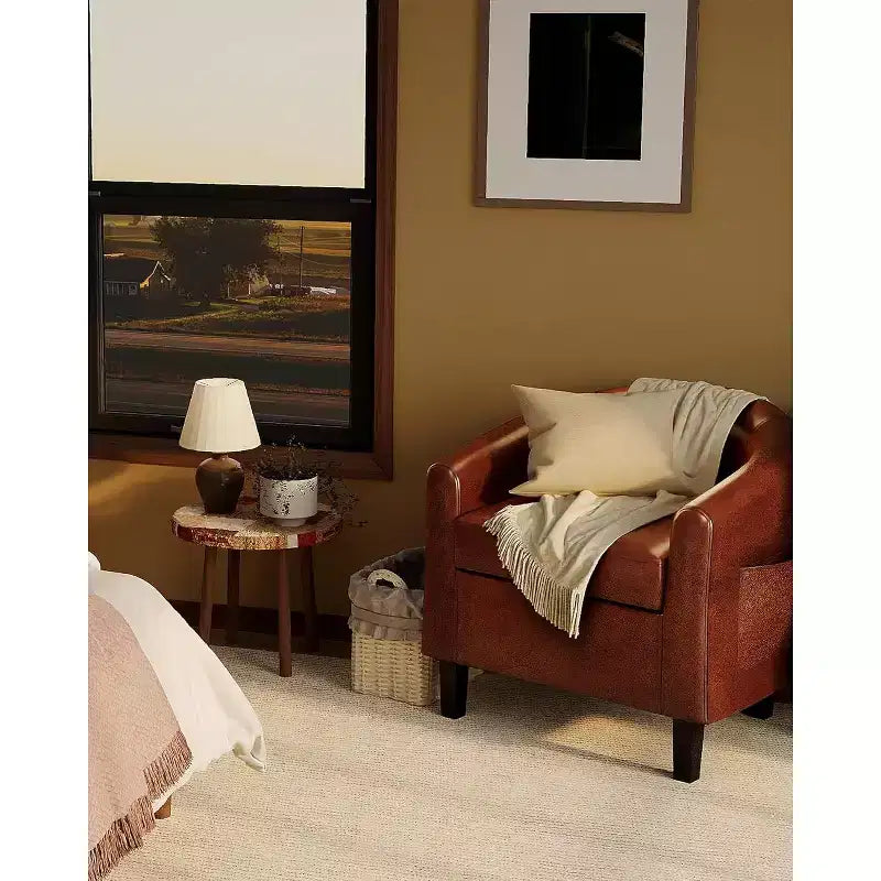 Fauteuil COZONY avec accoudoirs incurvés, fauteuil d'appoint confortable avec dossier enveloppant pour salon et chambre à coucher