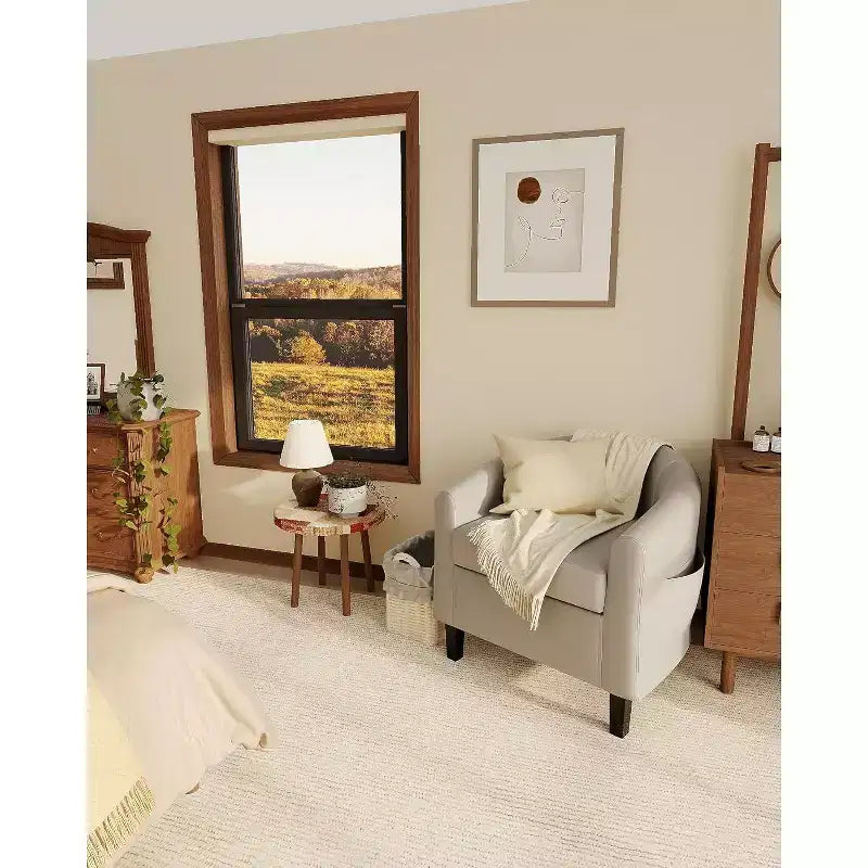 Fauteuil COZONY avec accoudoirs incurvés, fauteuil d'appoint confortable avec dossier enveloppant pour salon et chambre à coucher