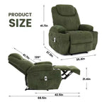 Fauteuil inclinable massant, ultra-confortable (135° réglable), doubles porte-gobelets et poches latérales de rangement, assemblage facile sans outils
