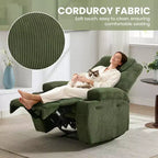 Fauteuil inclinable massant, ultra-confortable (135° réglable), doubles porte-gobelets et poches latérales de rangement, assemblage facile sans outils