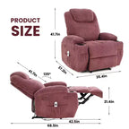 Fauteuil inclinable massant, ultra-confortable (135° réglable), doubles porte-gobelets et poches latérales de rangement, assemblage facile sans outils
