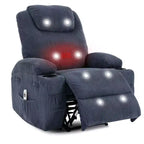 Fauteuil inclinable massant, ultra-confortable (135° réglable), doubles porte-gobelets et poches latérales de rangement, assemblage facile sans outils