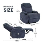 Fauteuil inclinable massant, ultra-confortable (135° réglable), doubles porte-gobelets et poches latérales de rangement, assemblage facile sans outils