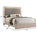 Lit Royal Hampton California King capitonné, tête de lit capitonnée grise, blanc crème