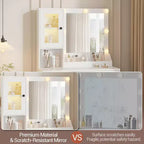 Coiffeuse avec miroir, 3 modes d'éclairage, prises et ports USB intégrés, tiroirs spacieux et meuble de rangement, table de maquillage pour chambre à coucher