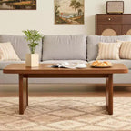 Table basse rustique Bekrvio avec grand espace de rangement, table basse moderne en bois de 47" pour salon, pieds en pin massif robustes