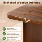 Table basse rustique Bekrvio avec grand espace de rangement, table basse moderne en bois de 47" pour salon, pieds en pin massif robustes