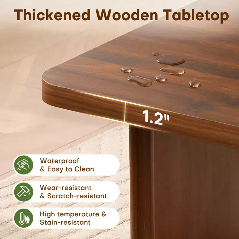 Table basse rustique Bekrvio avec grand espace de rangement, table basse moderne en bois de 47" pour salon, pieds en pin massif robustes