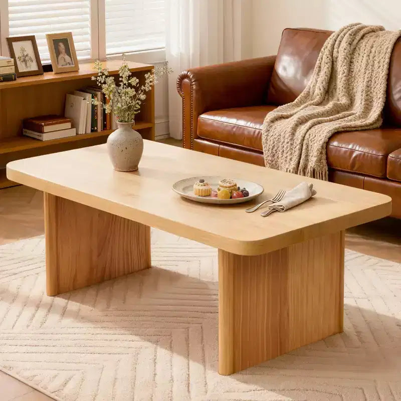 Table basse rustique Bekrvio avec grand espace de rangement, table basse moderne en bois de 47" pour salon, pieds en pin massif robustes