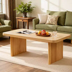 Table basse rustique Bekrvio avec grand espace de rangement, table basse moderne en bois de 47" pour salon, pieds en pin massif robustes
