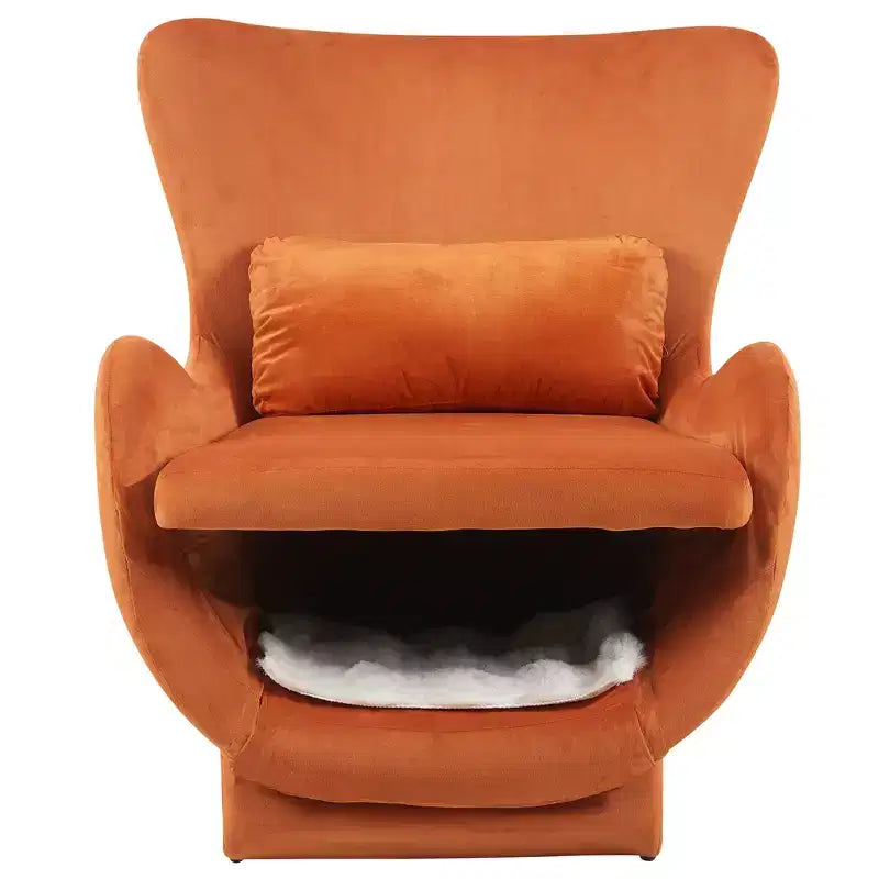 Fauteuil d'appoint Bestier avec espace adapté aux animaux domestiques, fauteuil de salon 2 en 1 en velours, fauteuil simple de loisirs rembourré pour salon et bureau