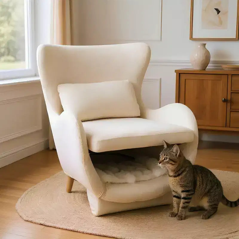 Fauteuil d'appoint Bestier avec espace adapté aux animaux domestiques, fauteuil de salon 2 en 1 en velours, fauteuil simple de loisirs rembourré pour salon et bureau