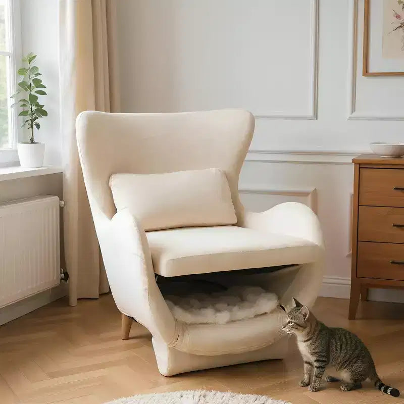 Fauteuil d'appoint Bestier avec espace adapté aux animaux domestiques, fauteuil de salon 2 en 1 en velours, fauteuil simple de loisirs rembourré pour salon et bureau
