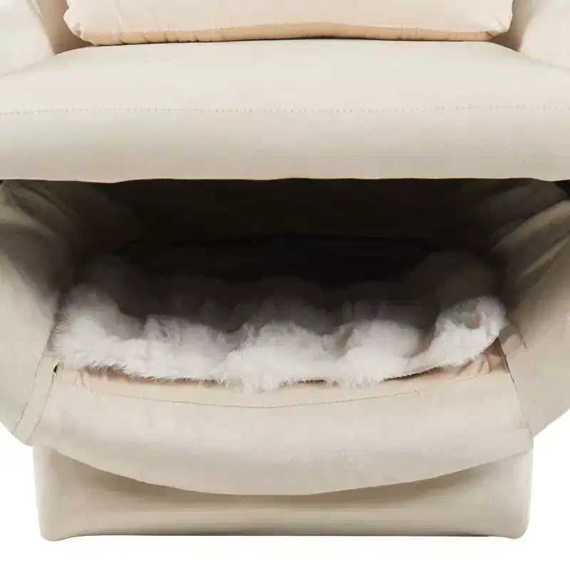 Fauteuil d'appoint Bestier avec espace adapté aux animaux domestiques, fauteuil de salon 2 en 1 en velours, fauteuil simple de loisirs rembourré pour salon et bureau