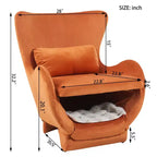Fauteuil d'appoint Bestier avec espace adapté aux animaux domestiques, fauteuil de salon 2 en 1 en velours, fauteuil simple de loisirs rembourré pour salon et bureau