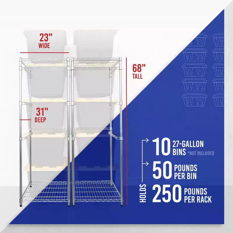 Étagère à bacs SafeRacks de 102 litres – Lot de 2