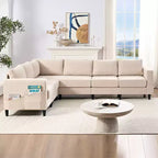 Mjkone Canapé sectionnel modulaire surdimensionné 108Linen, Canapé sectionnel en forme de L avec poche latérale, Grand canapé d'angle 6 places