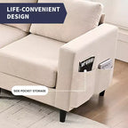 Mjkone Canapé sectionnel modulaire surdimensionné 108Linen, Canapé sectionnel en forme de L avec poche latérale, Grand canapé d'angle 6 places
