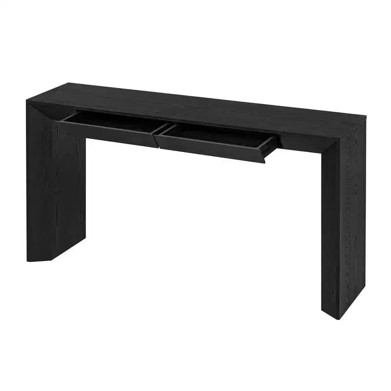 Console en Bois avec Tiroirs, Table d'Entrée à Pieds Épais, Table de Couloir Minimaliste avec Rangement