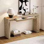 Console en Bois avec Tiroirs, Table d'Entrée à Pieds Épais, Table de Couloir Minimaliste avec Rangement