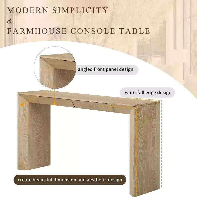 Console en Bois avec Tiroirs, Table d'Entrée à Pieds Épais, Table de Couloir Minimaliste avec Rangement