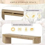 Console en Bois avec Tiroirs, Table d'Entrée à Pieds Épais, Table de Couloir Minimaliste avec Rangement