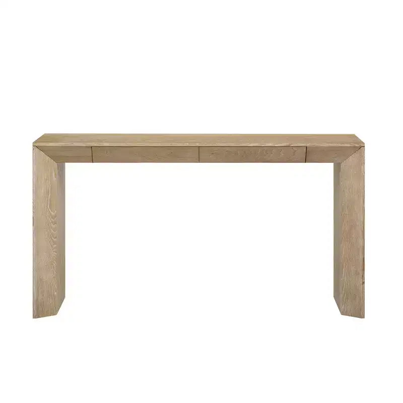 Console en Bois avec Tiroirs, Table d'Entrée à Pieds Épais, Table de Couloir Minimaliste avec Rangement