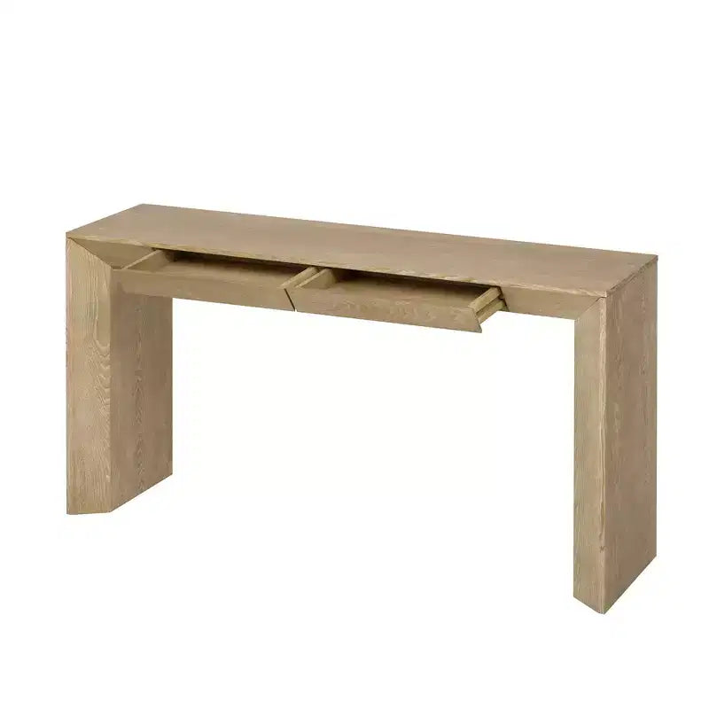 Console en Bois avec Tiroirs, Table d'Entrée à Pieds Épais, Table de Couloir Minimaliste avec Rangement