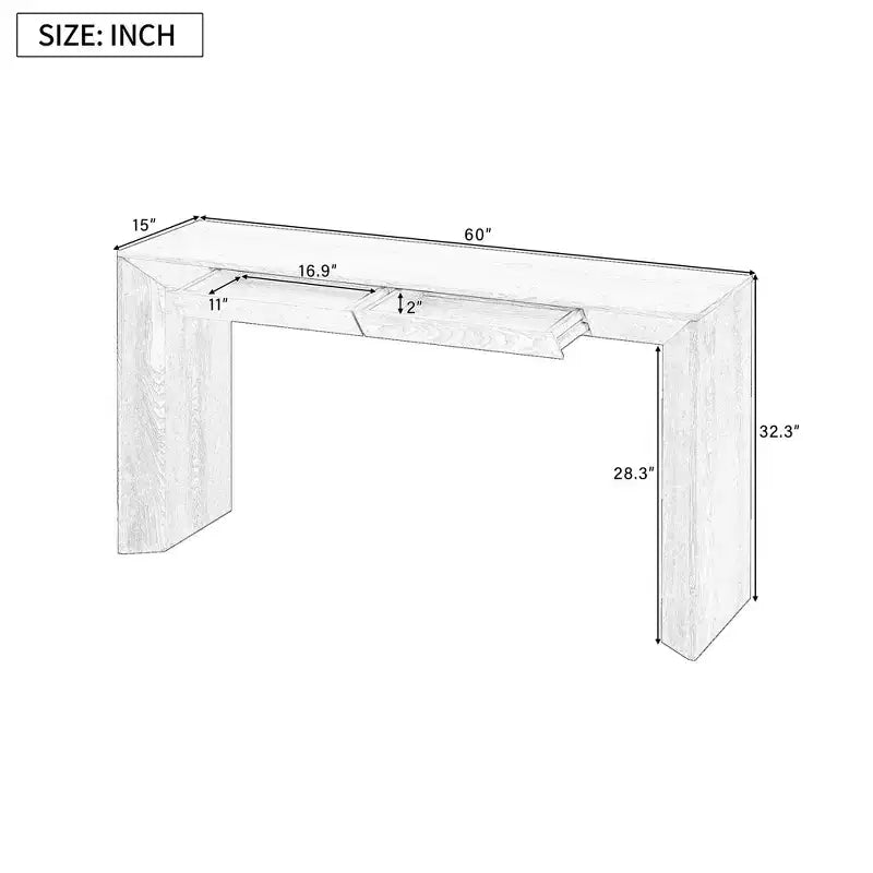 Console en Bois avec Tiroirs, Table d'Entrée à Pieds Épais, Table de Couloir Minimaliste avec Rangement