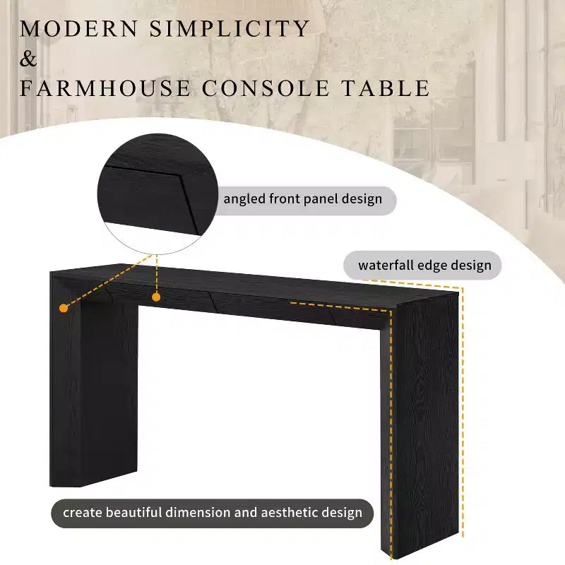 Console en Bois avec Tiroirs, Table d'Entrée à Pieds Épais, Table de Couloir Minimaliste avec Rangement