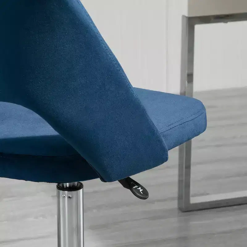 Chaise de bureau moderne à dossier mi-hauteur en velours, chaise d'ordinateur pivotante sans accoudoirs avec dossier ajouré pour bureau à domicile