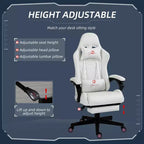 Chaise de jeu en cuir PU à dossier haut, Chaise d'ordinateur de course avec roulettes pivotantes, repose-pieds rétractable, appui-tête, support lombaire et accoudoirs