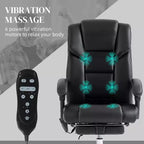 Fauteuil de bureau massant 6 points avec chauffage, en cuir PU, avec hauteur et inclinaison du dossier réglables