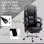 Fauteuil de bureau massant 6 points avec chauffage, en cuir PU, avec hauteur et inclinaison du dossier réglables