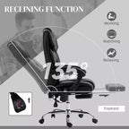 Fauteuil de bureau massant 6 points avec chauffage, en cuir PU, avec hauteur et inclinaison du dossier réglables