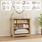 Commode bohème 3 tiroirs avec pieds incurvés et accents en rotin - Armoire de rangement autonome pour chambre à coucher, salon, entrée ou balcon