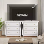 Commode bohème 3 tiroirs avec pieds incurvés et accents en rotin - Armoire de rangement autonome pour chambre à coucher, salon, entrée ou balcon