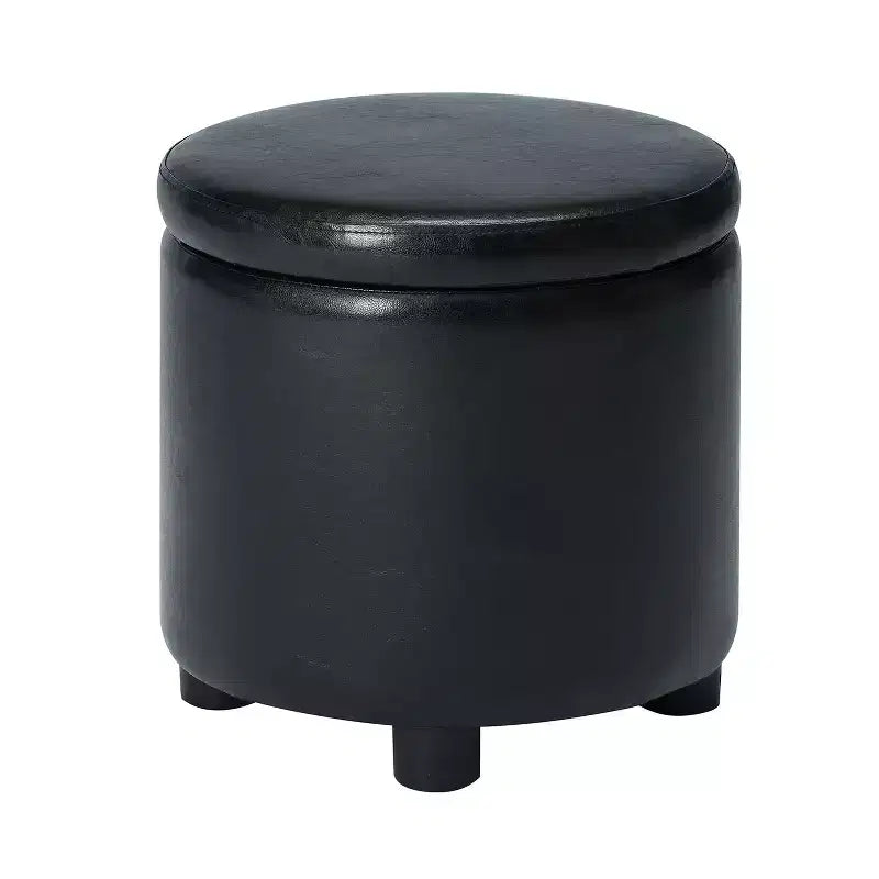 Pouf de rangement d'appoint rond HomeStock Comfort avec couvercle-plateau réversible
