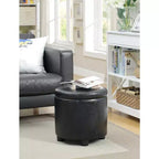 Pouf de rangement d'appoint rond HomeStock Comfort avec couvercle-plateau réversible