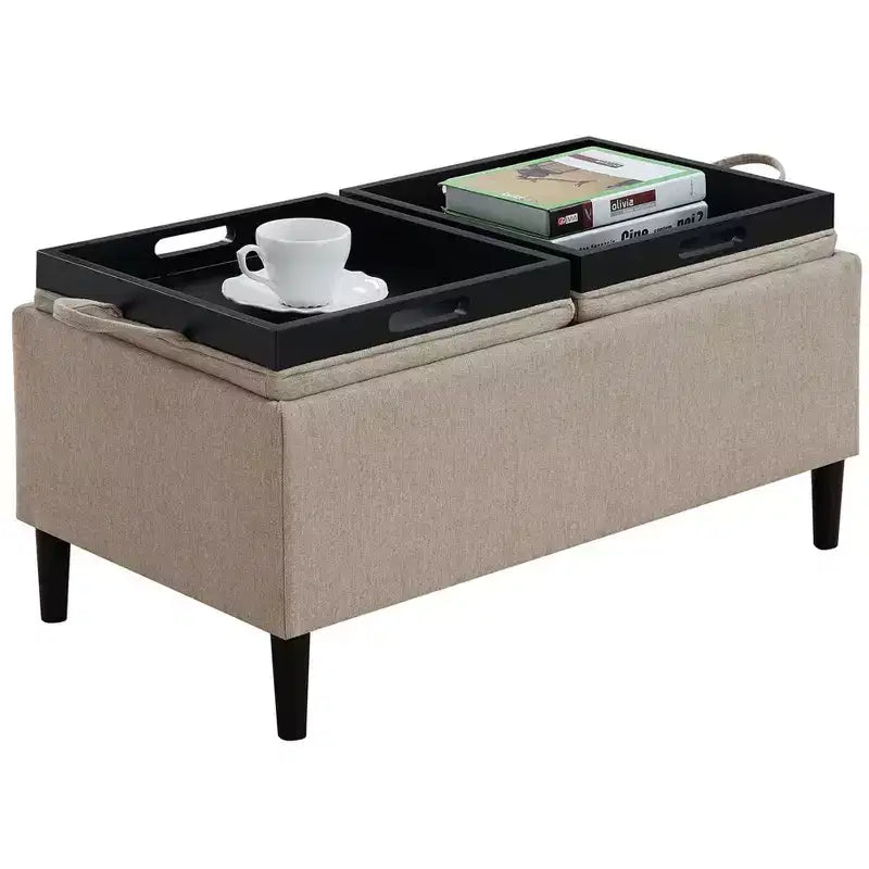 Pouf de rangement Magnolia HomeStock Comfort avec plateaux