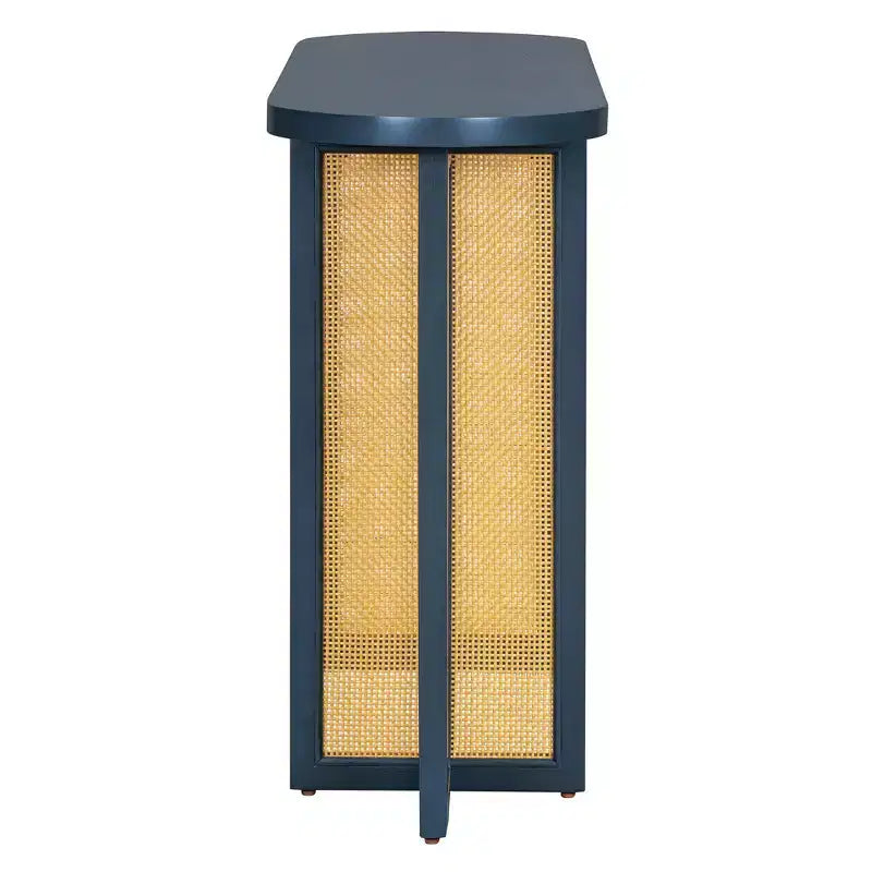Console étroite en rotin Luxystar avec plateau ovale et rangement pour salon et entrée